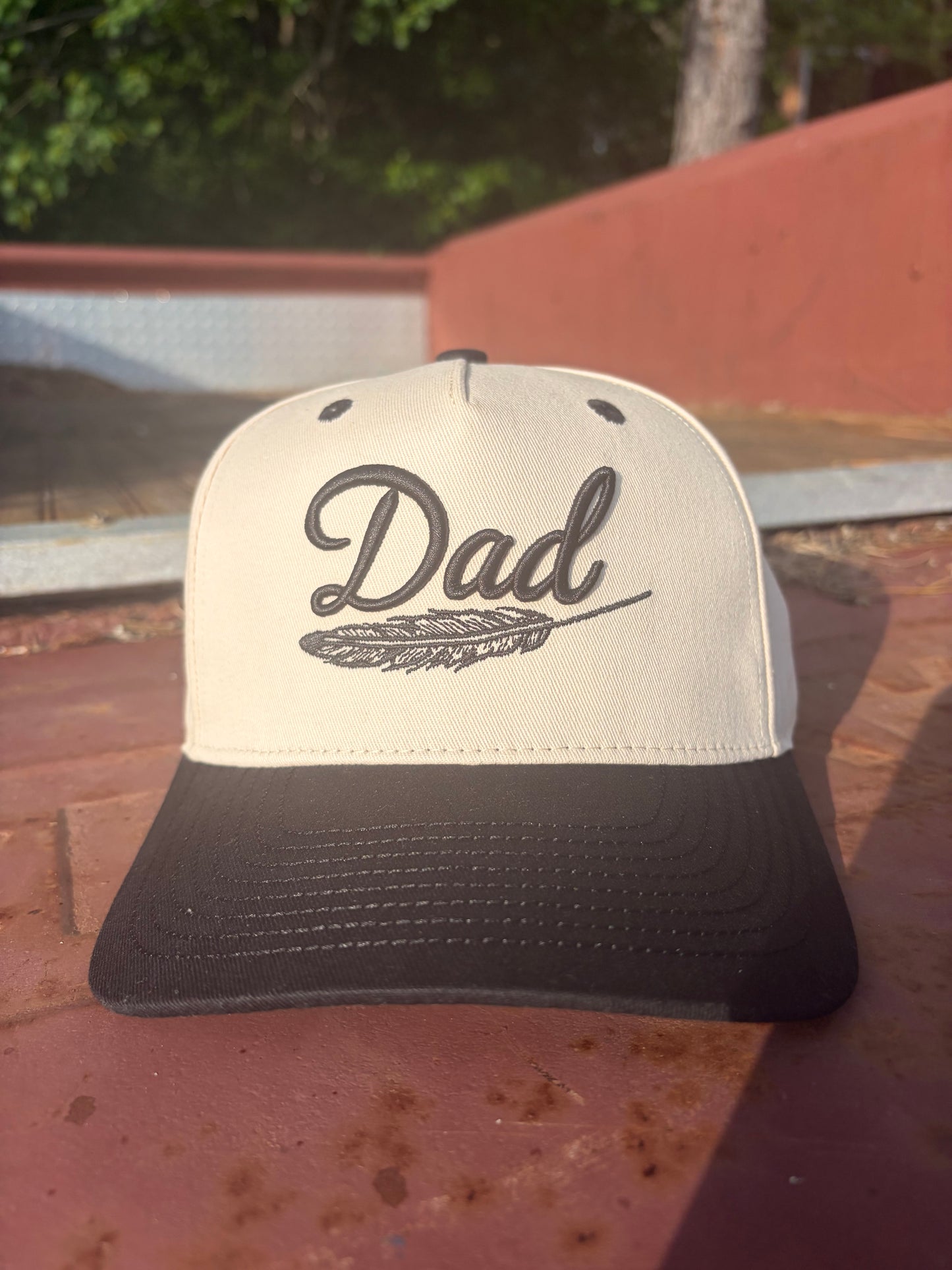 Feathered Dad Hat - Cream & Black
