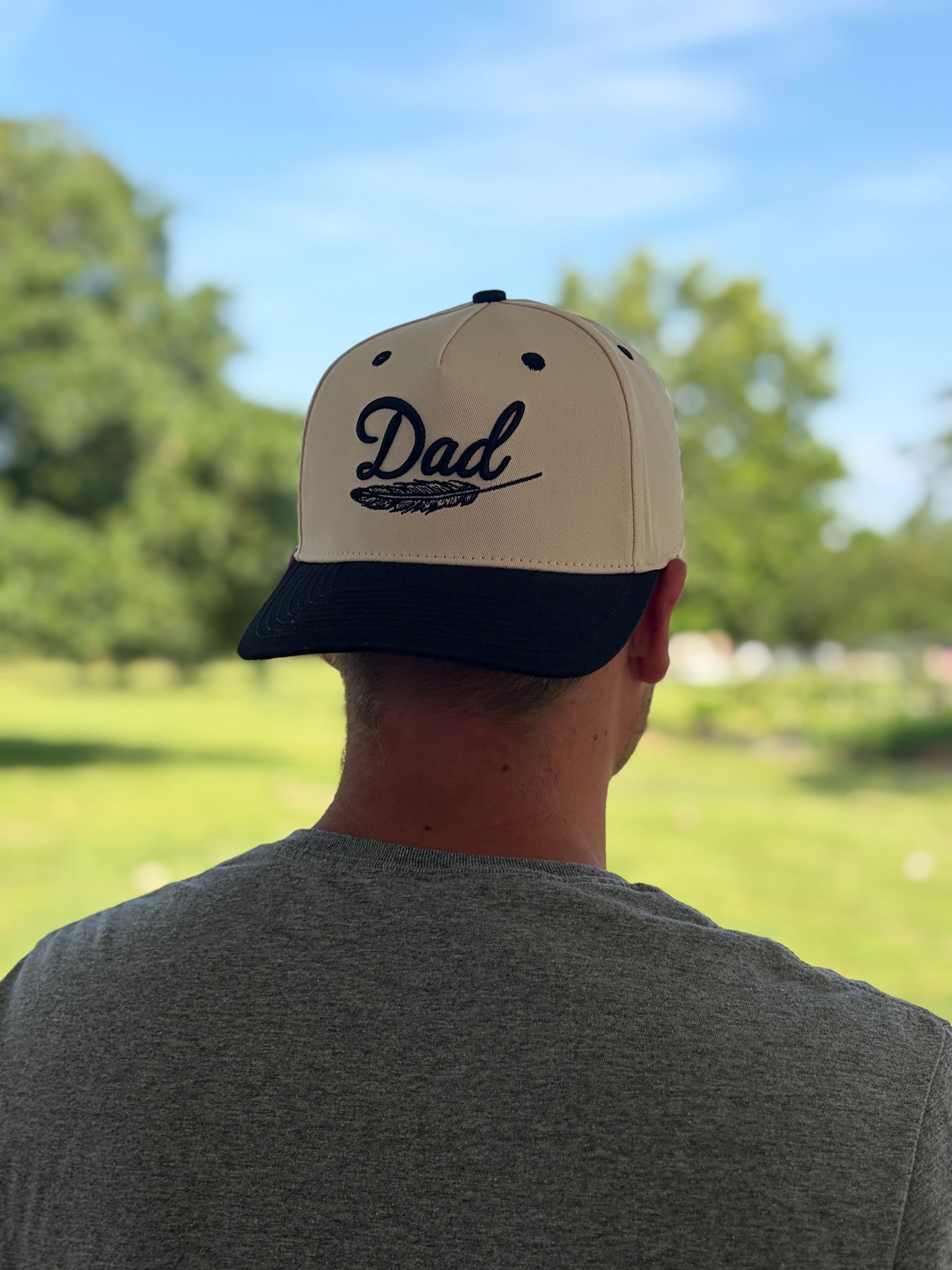 Feathered Dad Hat - Cream & Black